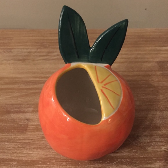Anthropologie Other - Orange decorative container/pot (Danielle Kroll)